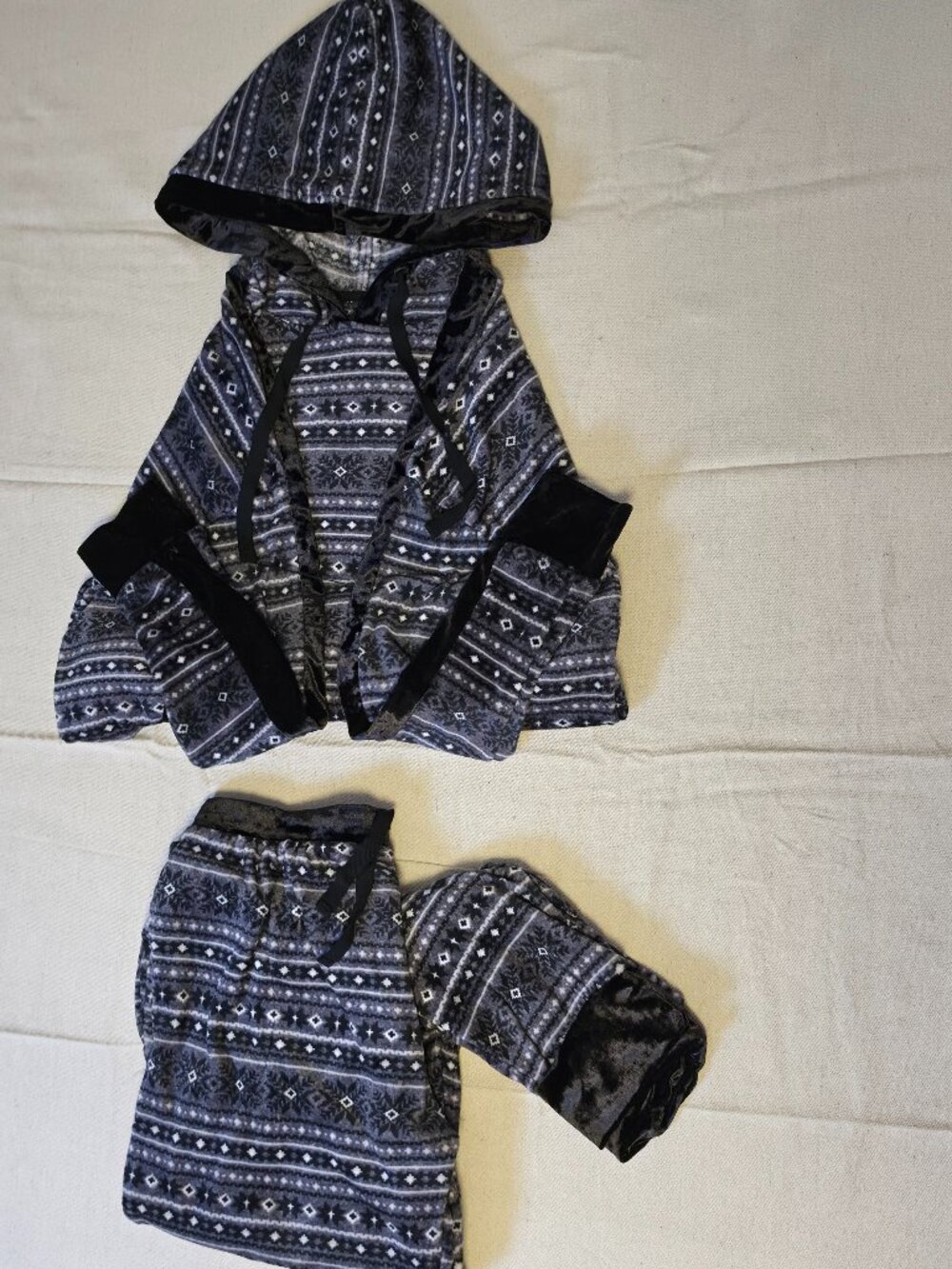 Simply Vera Vera Wang Lounge Pajama Set Geometric Pattern Black Gray Women's S